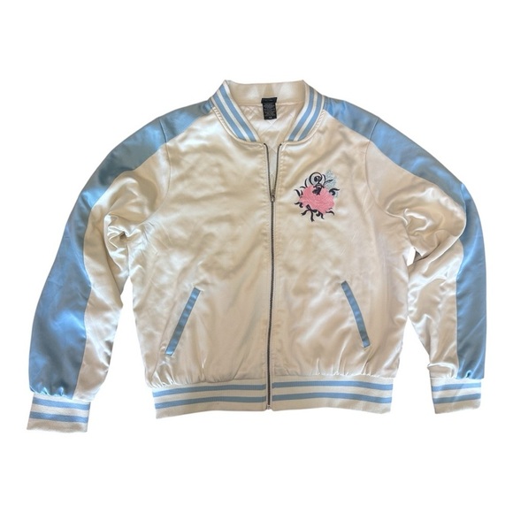 Disney Alice in Wonderland Blue & Ivory Embroidered Satin Varsity Jacket - Picture 4 of 13